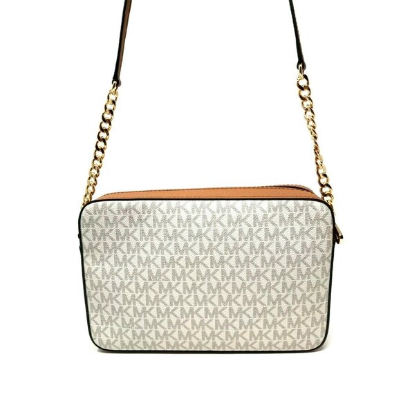 S Michael Kors Jet Set Logo EW Crossbody White 35F8GTTC3B Chain Acorn NWT $328 F - Picture 3 of 8